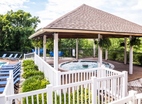 Shaded Jacuzzi at The Players Club Apartments in Nashville, TN